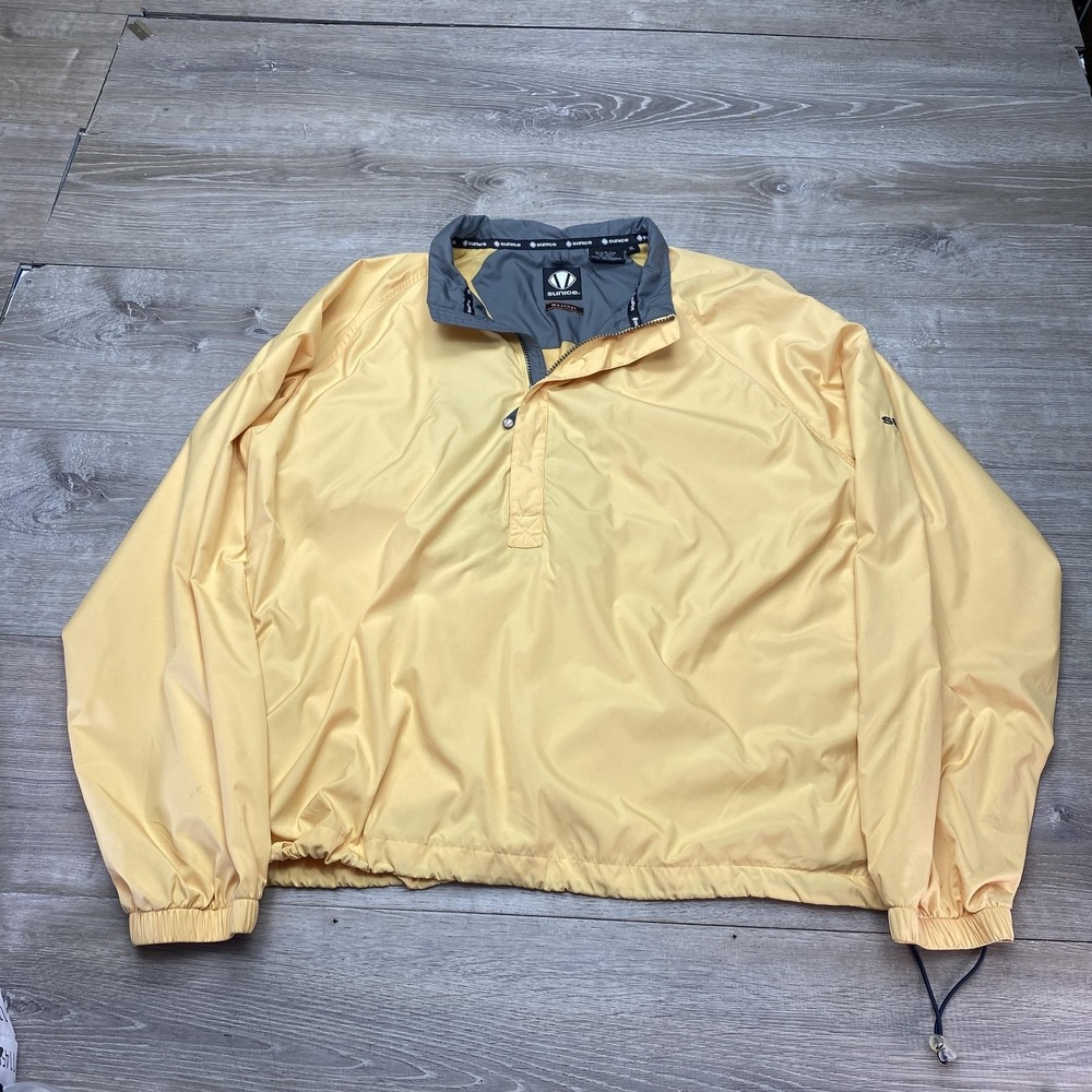 Sunice‎ Weather Jacket Mens XL Yellow 1/4 Zip Pullover Golf Windbreaker Lined